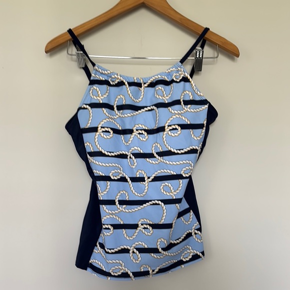 Kim Rogers Harbor Nvy Tankini Top Sz S NWT - Picture 1 of 4